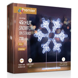 Premier Lit 45cm 720 LED Silver Table Top Snowflake With Timer - White