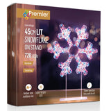 Premier Lit 45cm 720 LED White Table Top Snowflake With Timer - Rainbow