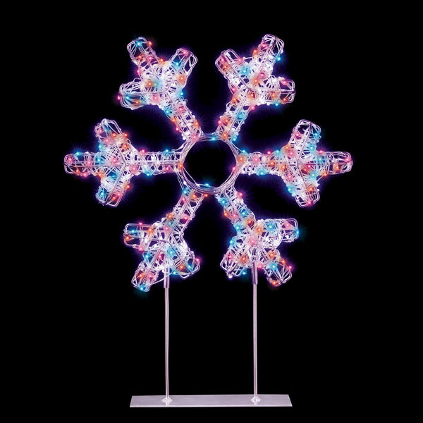 Premier Lit 45cm 720 LED White Table Top Snowflake With Timer - Rainbow