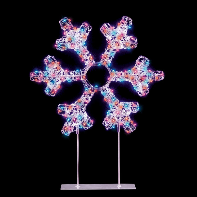 Premier Lit 45cm 720 LED White Table Top Snowflake With Timer - Rainbow