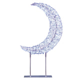Premier 45cm 500 LED Twinkling Crescent Moon With Silver Frame - White