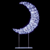Premier 45cm 500 LED Twinkling Crescent Moon With Silver Frame - White