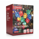 Premier 11.8 Metre 80 LED Multi Action Retro Star Lights - Multi Coloured