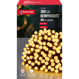 Premier Christmas Berry Brights 9 Metre 360 LED Lights - Warm White