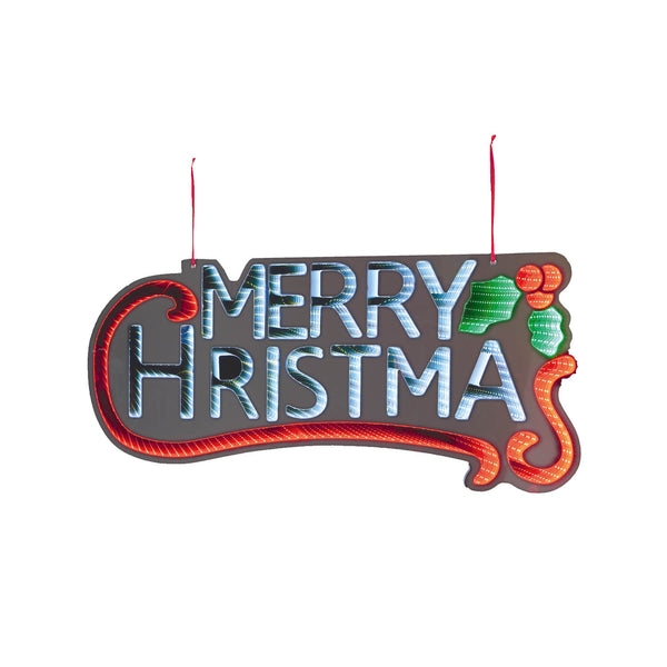 Premier 60cm LED Hanging Infinity Mirror - Merry Christmas