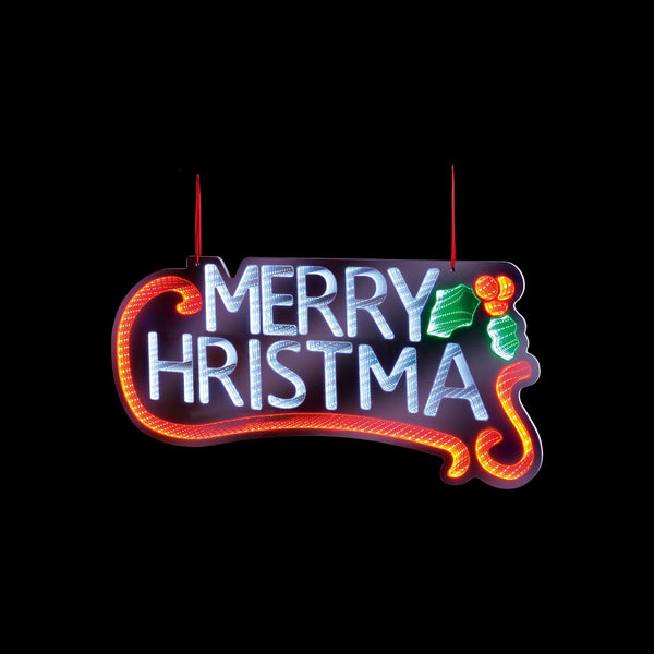 Premier 60cm LED Hanging Infinity Mirror - Merry Christmas