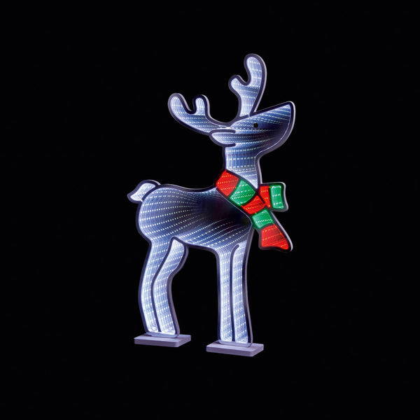 Premier 59.5cm LED Infinity Mirror - Reindeer With Scarf