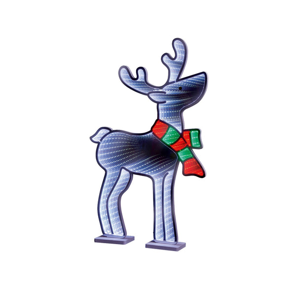 Premier 59.5cm LED Infinity Mirror - Reindeer With Scarf