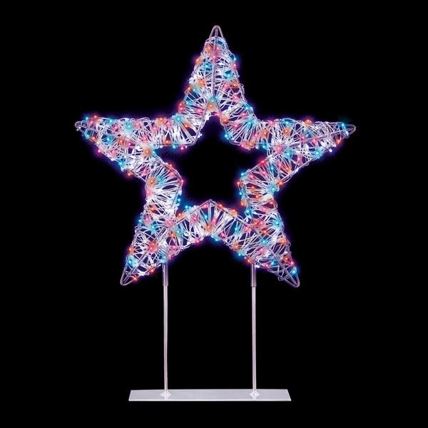 Premier Lit 45cm 720 LED White Table Top Star With Timer - Rainbow