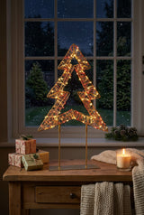 Premier 45cm 500 LED Twinkling Tree With Gold Frame - Red & Warm White