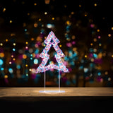 Premier Lit 45cm 720 LED White Table Top Christmas Tree With Timer - Rainbow