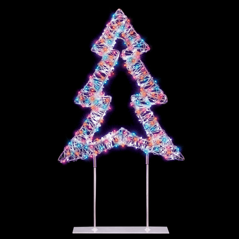Premier Lit 45cm 720 LED White Table Top Christmas Tree With Timer - Rainbow