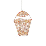 Premier 45cm 600 LED Twinkling Hanging Lantern With Rose Gold Frame - Red & Warm White