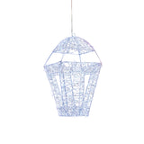 Premier 45cm 600 LED Twinkling Hanging Lantern With Silver Frame - White