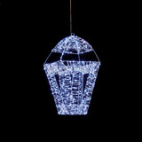 Premier 45cm 600 LED Twinkling Hanging Lantern With Silver Frame - White