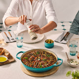 Le Creuset Signature Cast Iron 30cm Round Shallow Casserole - Bleu Riviera