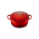 Le Creuset L'Etoile Christmas 24cm Round Cast Iron Casserole - Cerise