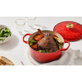 Le Creuset L'Etoile Christmas 24cm Round Cast Iron Casserole - Cerise