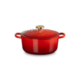 Le Creuset L'Etoile Christmas 24cm Round Cast Iron Casserole - Cerise
