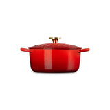 Le Creuset L'Etoile Christmas 24cm Round Cast Iron Casserole - Cerise
