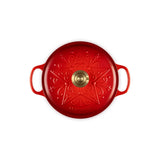 Le Creuset L'Etoile Christmas 24cm Round Cast Iron Casserole - Cerise