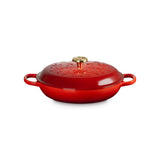 Le Creuset L'Etoile Christmas 30cm Round Shallow Cast Iron Casserole - Cerise