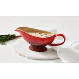 Le Creuset L'Etoile Christmas Heritage Stoneware Gravy Boat - Cerise