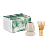 Le Creuset Serenity Collection Bamboo Matcha Whisk & Stoneware Stand - Brioche