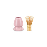 Le Creuset Serenity Collection Bamboo Matcha Whisk & Stoneware Stand - Sugar Pink