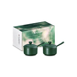 Le Creuset Serenity Collection Set of 2 Stoneware Condiment Pots with Spoons - Foret