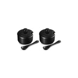 Le Creuset Serenity Collection Set of 2 Stoneware Condiment Pots with Spoons - Satin Black