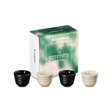 Le Creuset Serenity Collection Set of 4 Stoneware Footless Egg Cups - Satin Black & Brioche