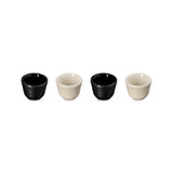 Le Creuset Serenity Collection Set of 4 Stoneware Footless Egg Cups - Satin Black & Brioche