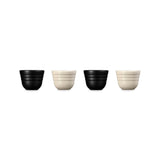 Le Creuset Serenity Collection Set of 4 Stoneware Footless Egg Cups - Satin Black & Brioche