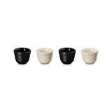 Le Creuset Serenity Collection Set of 4 Stoneware Footless Egg Cups - Satin Black & Brioche