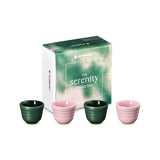 Le Creuset Serenity Collection Set of 4 Stoneware Footless Egg Cups - Foret & Sugar Pink