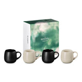 Le Creuset Serenity Collection Stoneware Set 0f 4 320ml Coupe Mugs - Satin Black & Brioche