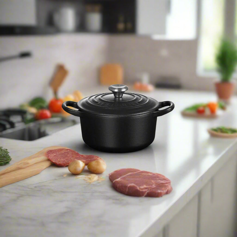 Le Creuset Signature 14cm Cast Iron Round Casserole - Satin Black