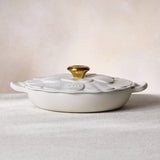 Le Creuset Signature Cast Iron 26cm Petal Shallow Casserole - Cotton