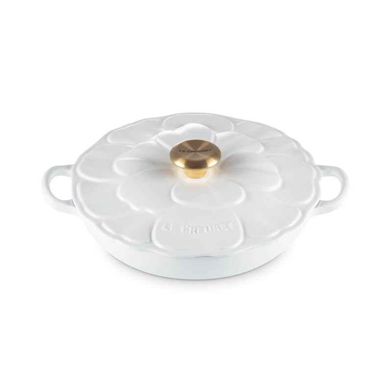 Le Creuset Signature Cast Iron 26cm Petal Shallow Casserole - Cotton