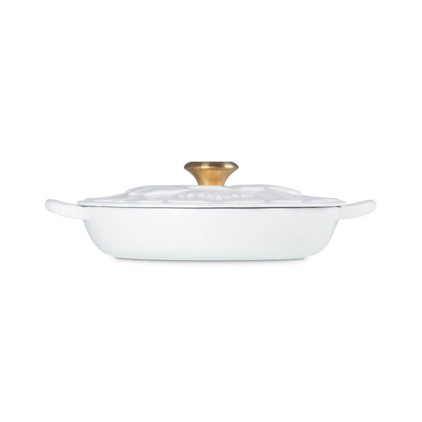 Le Creuset Signature Cast Iron 26cm Petal Shallow Casserole - Cotton