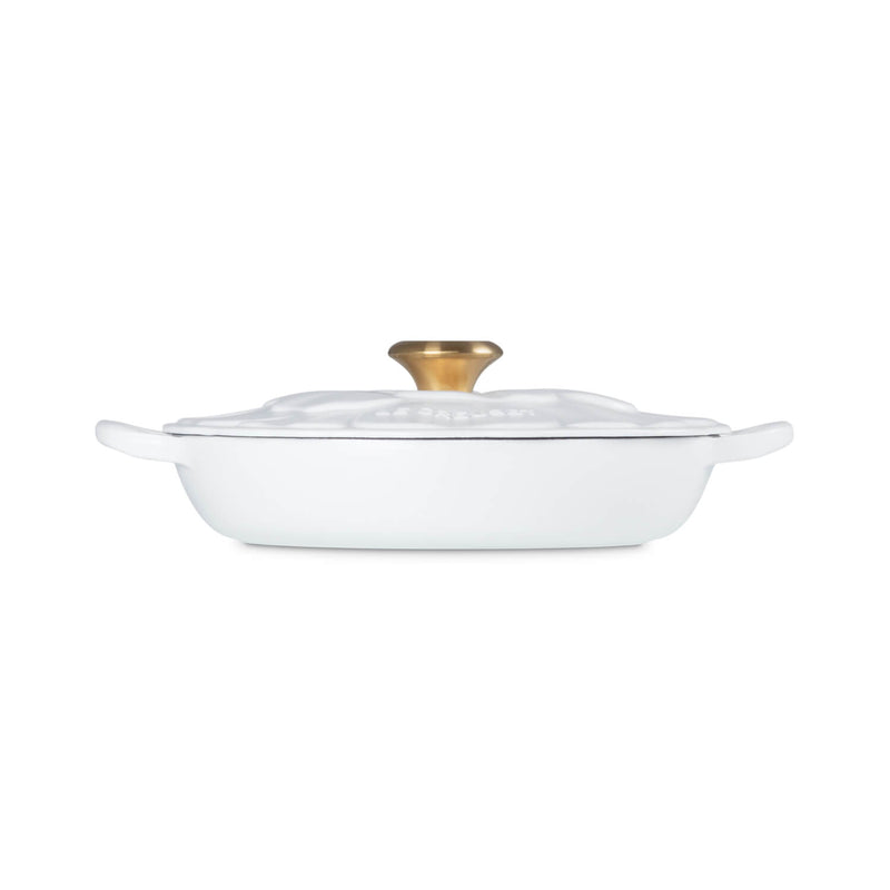 Le Creuset Signature Cast Iron 26cm Petal Shallow Casserole - Cotton