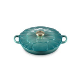 Le Creuset Signature Cast Iron Petal 26cm Round Shallow Casserole - Bleu Riviera