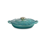 Le Creuset Signature Cast Iron Petal 26cm Round Shallow Casserole - Bleu Riviera