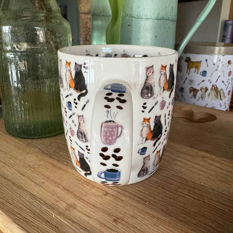 Alex Clark 400ml New Bone China Mug - Cat And Coffee