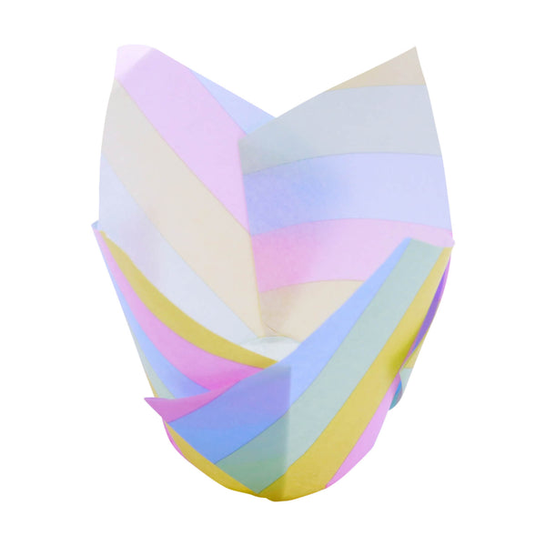PME Set of 24 Tulip Muffin Cases - Rainbow Stripe