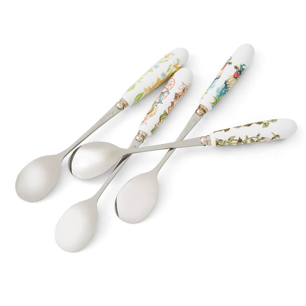 Morris & Co Set Of Four Tea Spoons With Porcelain Handle