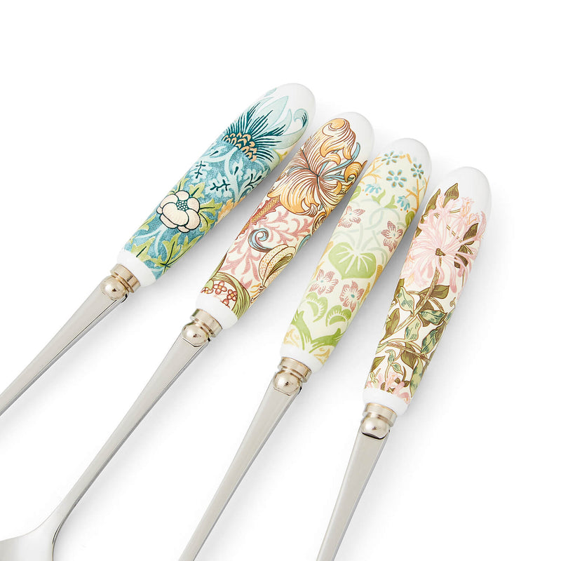 Morris & Co Set Of Four Tea Spoons With Porcelain Handle