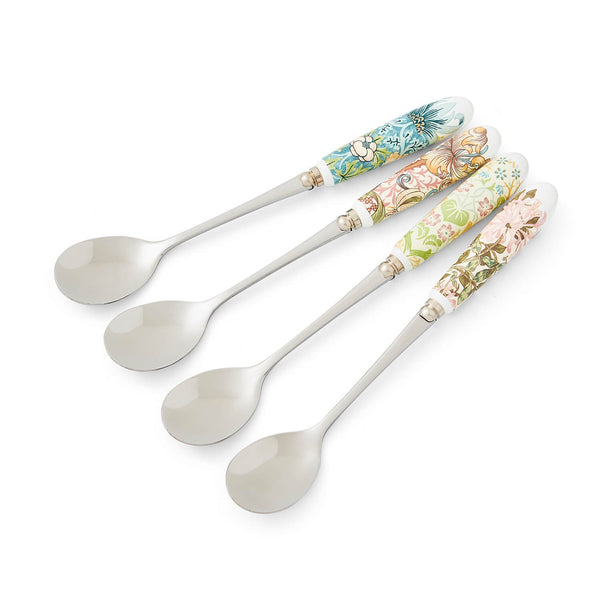 Morris & Co Set Of Four Tea Spoons With Porcelain Handle