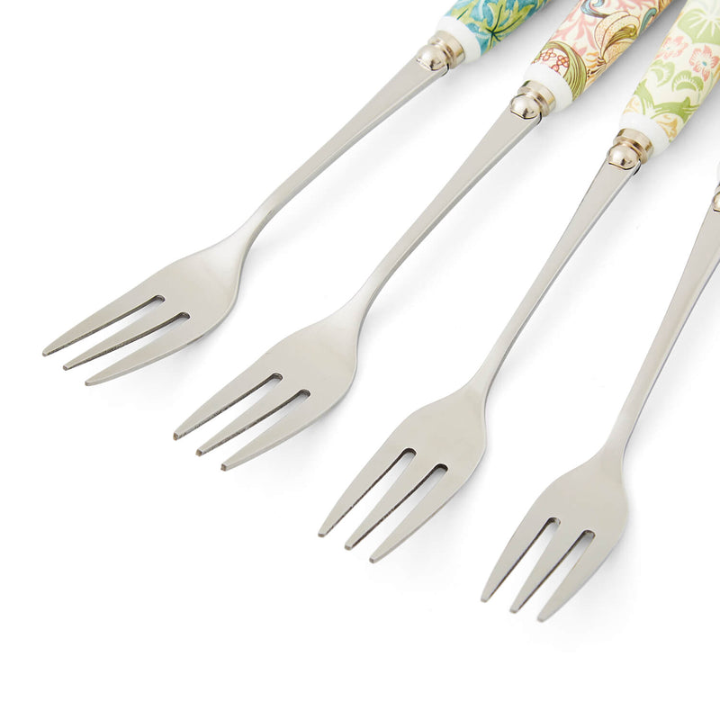 Morris & Co Set Of Four Pastry Forks With Porcelain Handle